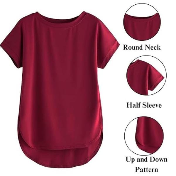 Plain Color Stylish Up and Down Cotton Tshirt for women