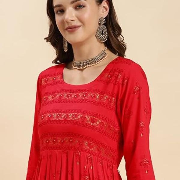 Rayon Calf Length Printed Flared Kurti for Women | Kurta for Women