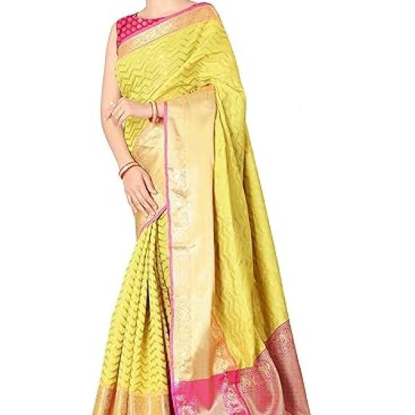 Women's Woven Banarasi Silk Saree with Blouse Piece