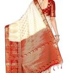 Women's Art Silk Saree Kanjivaram Style Color : Beige