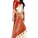 Women's Art Silk Saree Kanjivaram Style Color : Beige